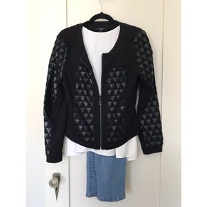 Black bomber jacket with “leather”accents